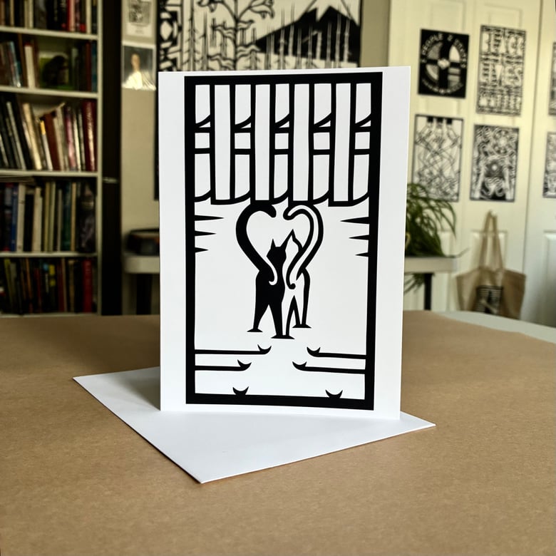 Image of Set of Four Signed Holiday Cards - Snow Cats Holiday Cards