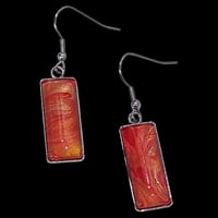Image 1 of Fiery Sunset-Unique Handmade Fluid Art Earrings 