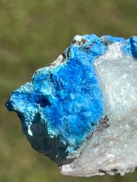 Image 16 of Cyanotrichite On Green Fluorite Matrix Specimen | Guizhou China #2925