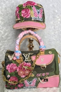 Image 1 of Size 9 Pink Camo Crocs, Bag & Hat