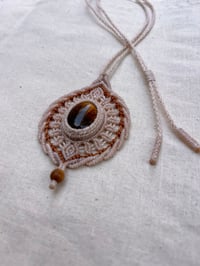 Image 2 of macrame necklace with tigers eye and picture jasper bead