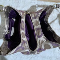 Image 4 of COACH Madison Op Art Beige Purple Satin Shoulder Bag C1276-19844
