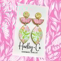 Pink Gingham + Soft Florals Earrings