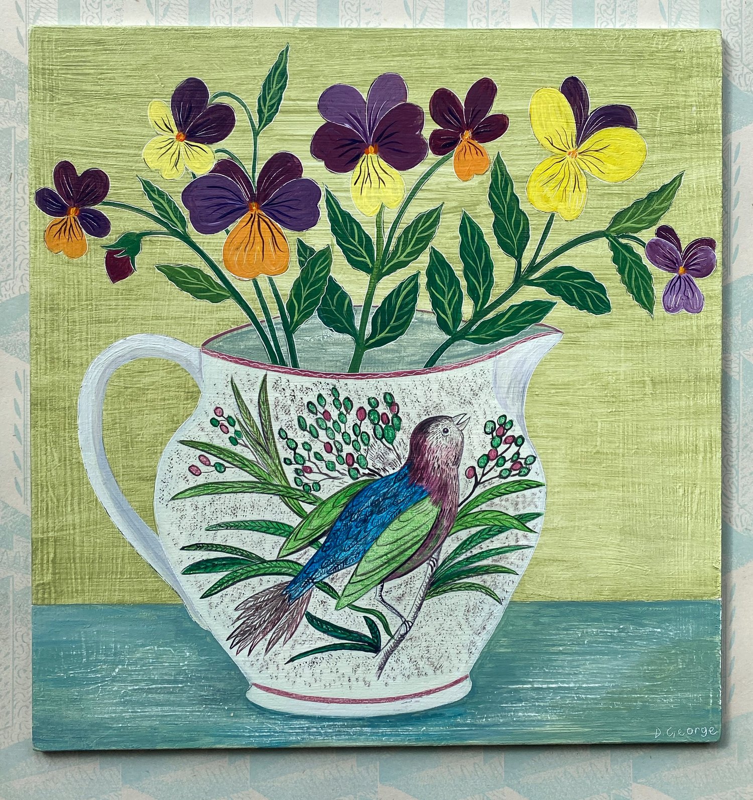 Image of Bird jug and Violas