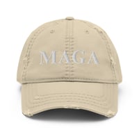 Image 3 of MAGA Make America Great Again - Distressed Dad Hat from PatriotsCo.com