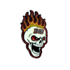 Broken Skull Pin - Red Flame