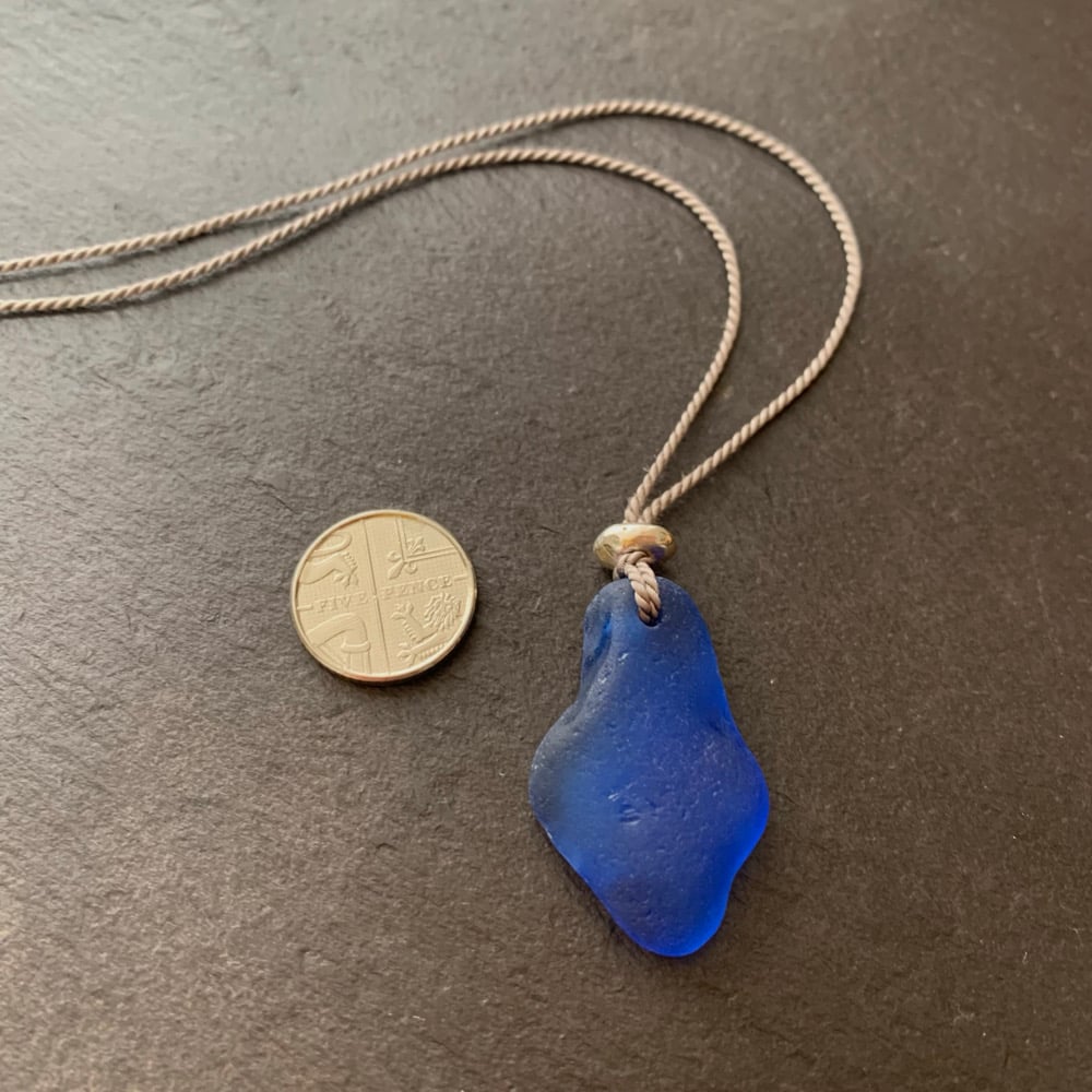 Image of Rare blue sea glass necklace