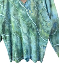 Image 8 of XXL Unisex Adult Waffle Long Sleeve Shirt in Verdant Geode Ice Dye