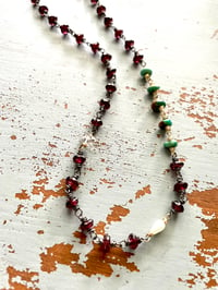 Image 3 of boho garnet and turquoise necklace