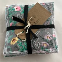 Image 1 of Grey Flowers single Print Reusable Face Wipes 7 set
