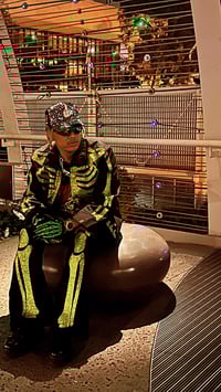 Image 4 of Slime Green Skeleton Kit Flare Jeans 