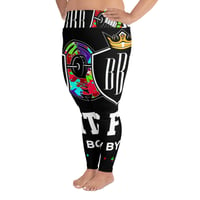 Image 1 of BOSSFITTED Black and Colorful All-Over Print Plus Size Leggings