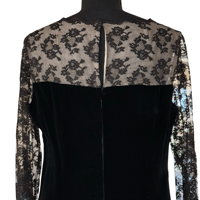 Image 3 of Vintage 70s Black Velvet Lace Floral Overlay Midi Dress - Size M Women’s - With Tag