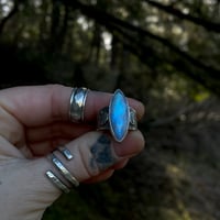 Image 1 of Moonstone Ring With Stardust Band~Sz 8