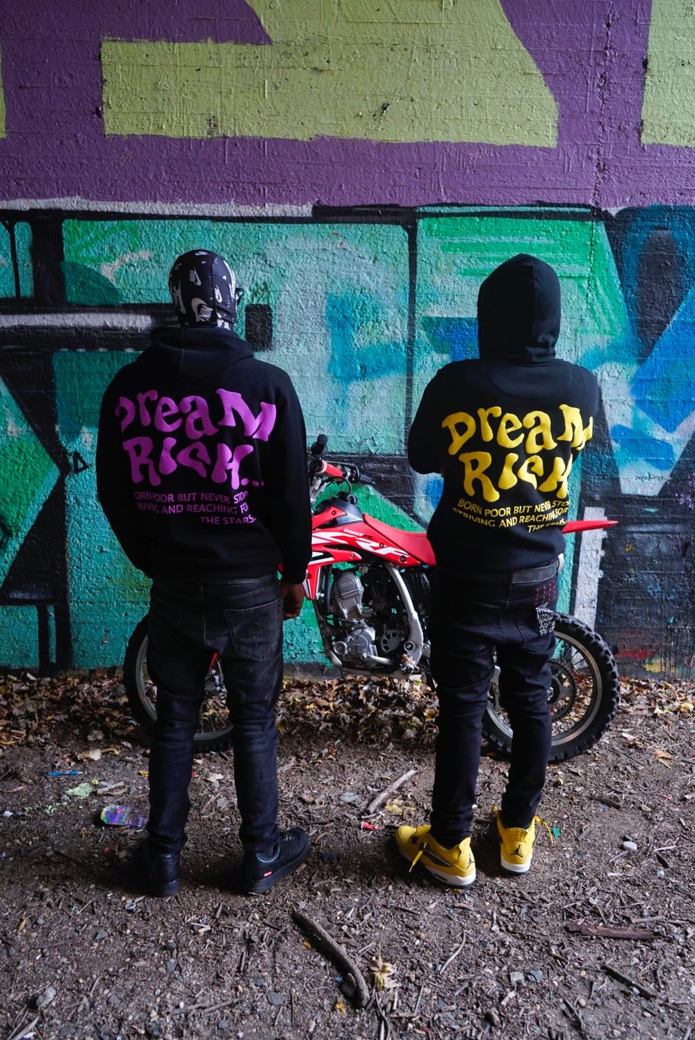 DREAM RICH HOODIE // PURPLE &YELLOW PRINT