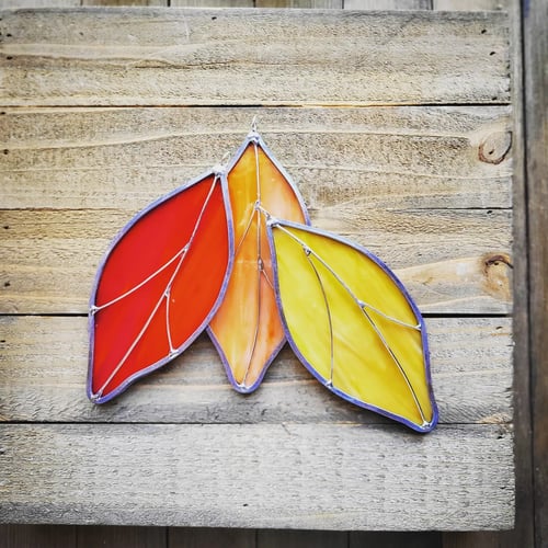 Image of Leaf Set- stained glass