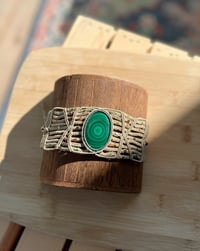 Image 3 of Malachite Macrame Cuff Bracelet