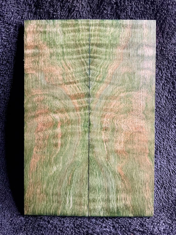 Image of Green Curly Maple Knife Scales CM-11