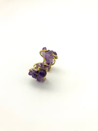 Image 2 of Amethyst Crystal Beaded Ring, Gold Accent, Handmade Jewelry
