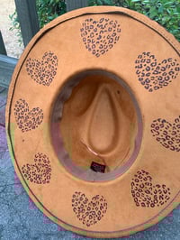 Image 5 of "Leopard Heart Prints and Sunflower" Hand-burned Wide Brim Hat