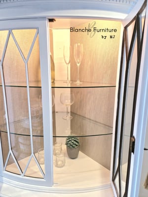 Image of Double Corner Drinks Cabinet in white with Light and Lining