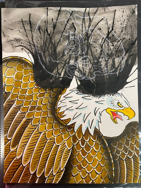 Image of Original Painting - Eagle “Death is here”