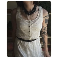 Image 1 of The Empress Necklace - Clear Quartz Crystals and Black Leather