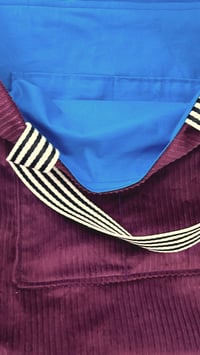Image 2 of Plum jumbo cordoroy bag  bright blue lining
