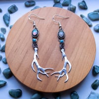 Image 1 of Opal & Turquoise Antler Earrings 