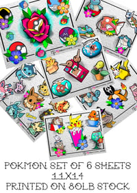 Pokémon set of 6 flash sheets