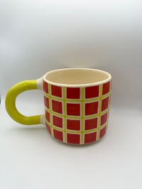 Image 1 of Red + Chartreuse Grid Mug