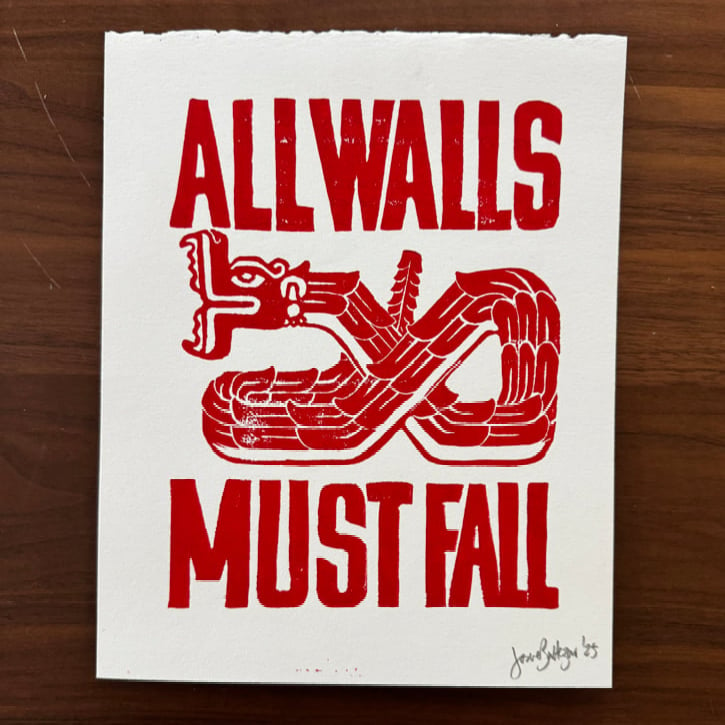 Image of All Walls Must Fall - linocut print