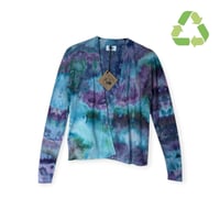 Image 1 of ♻️ UPCYCLED XS Lightweight Open Sweater Cardigan in Mermaid Watercolor Ice Dye