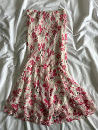 Image 4 of Vintage Y2K silk floral skirt with mermaid fairy hem detail