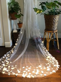 Image 1 of  All White Floral Veil Trim Only