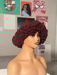 Dark Wine Ruffle Crochet Hat