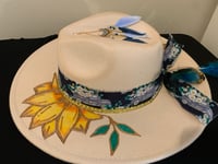 Image 4 of "Eres Mi Hija Amada" Hand-Burned and Painted Wide Brim Felt Fedora Hat