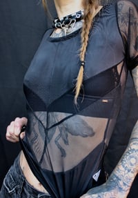 Image 1 of Tyra Sleeve Top, black mesh 