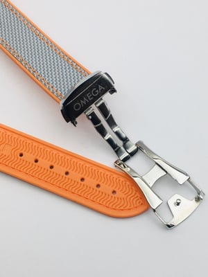 Image of 20mm-22mm grey/orange Nylon silicone Rubber Watch Strap Band,Omega seamaster Planet Ocean.