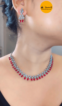 Image 5 of Usha- Simple yet Beautiful American Diamond Necklace Set