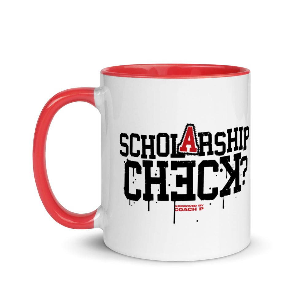 Image of Scholarship Check Mug with Red Interior