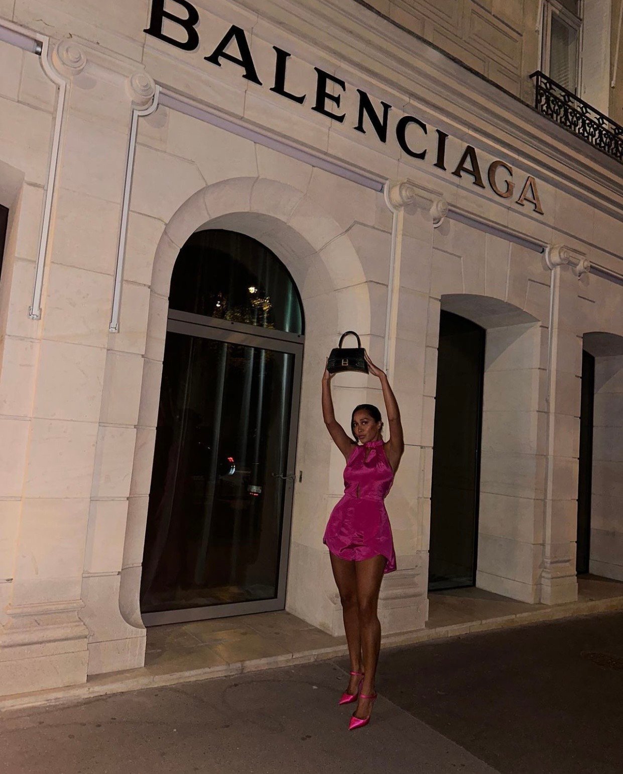 Image of HOT PINK RUFFLED HALTER-NECK PLAYSUIT (UK 12)