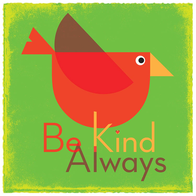 Image of  Be Kind Always Bird Art Print (Green) 