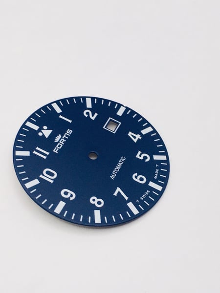 Image of Blue fortis gents watch dial,radium glow markers,35mm.fits cal 2824,2846,New,,genuine.