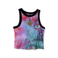 Image 1 of L Ladies Fitted Knit Contrast Tank in Candy Watercolor Ice Dye