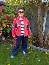 Image 6 of Wanderlust - Velvet evil eye protection jacket - Coral 6- 14 uk