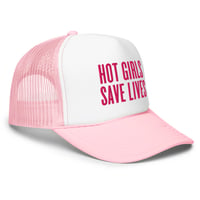 Image 8 of HOT GIRLS SAVE LIVES - THE TWO TONE FOAM TRUCKER HAT IN PINK 