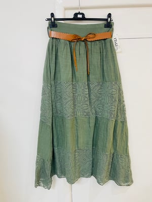 Image of BoHo Lace Maxi Skirt With Belt
