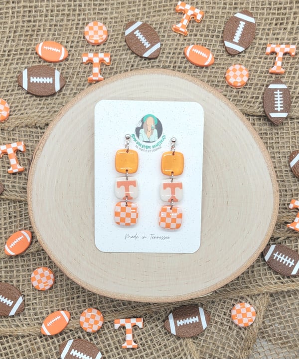 Image of Orange + White Shimmery Dangle 