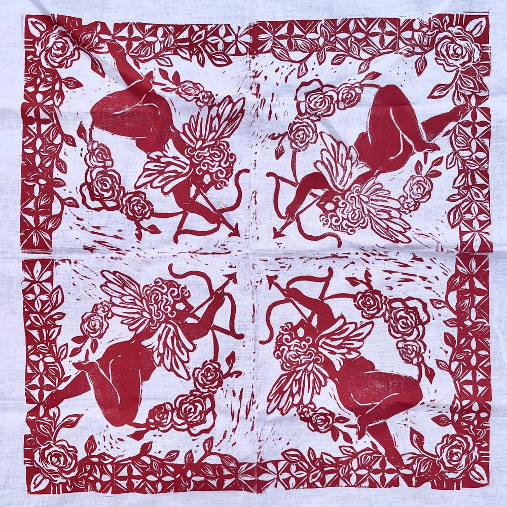 Image of MADE TO ORDER Cupid’s Corner Block-Printed Bandana- Multiple Colors Available 